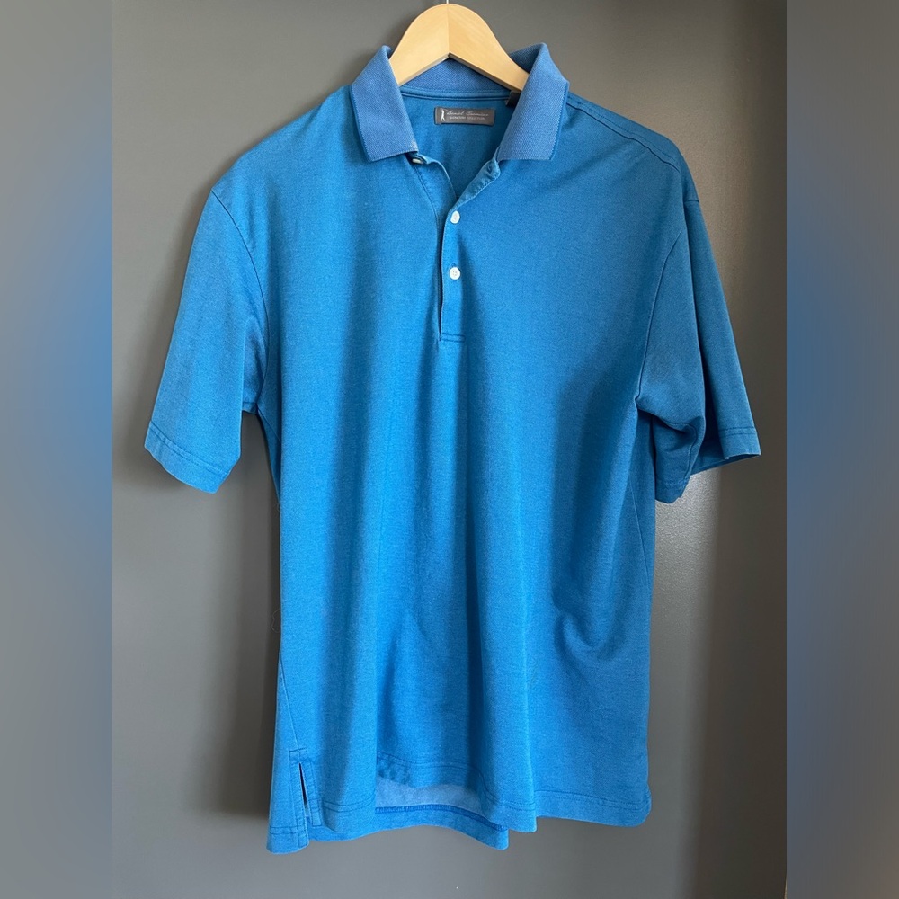 Daniel Cremieux Signature Label Jersey Jacquard Short Sleeve Polo Medium Blue